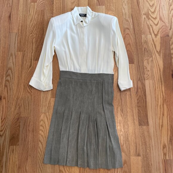 Vtg 90s Dawn Joy Floral Lace Vest Dress Set Sage Green Cream Size 6 Cottagecore - Picture 3 of 16